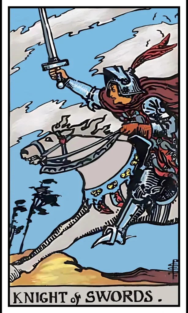 Ο Ιππότης Σπαθί κάρτα ταρώ Rider-Waite